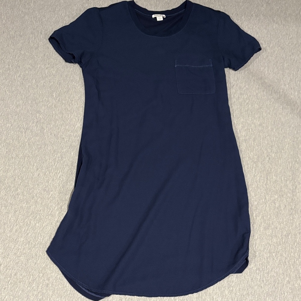 SPLENDID Brand Navy Short Sleeve T-Shirt Dress with Chest Pocket
